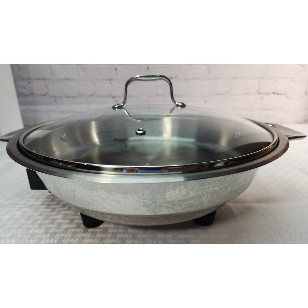 12" Electric Skillet Cucina Pro - Stainless Steel & Glass Lid Great Condition!